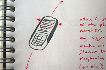 Sketch of squeezing the device to put it into a receptive state for motion input