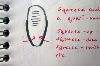 Sketch of a squeeze-and-shake quasi-mode for gestural control