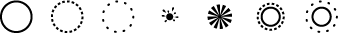 Variations on the circular icon, marking an active touch-point at a generic level