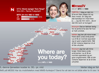 Mess TV interface showing a location-based competition