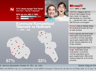 Mess TV interface showing a location-based competition